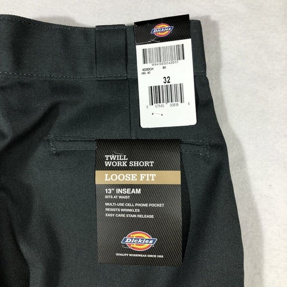 NEW Dickies Mens 32 Twill Work Shorts Loose Fit 13" Inseam Gray #42283 NWT - Picture 10 of 12
